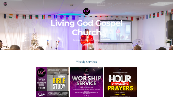 Screenshot of the Living God Gospel Church website