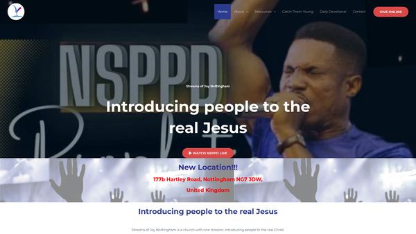 Screenshot of the Streams Of Joy International Ministries website