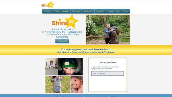 Screenshot of the Shine21 website