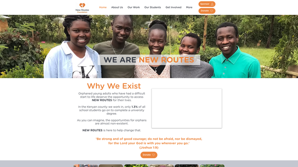 Screenshot of the New Routes UK website