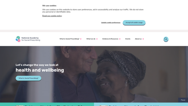 Screenshot of the The National Academy For Social Prescribing website
