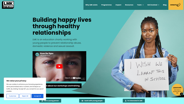 Screenshot of the Lmk (Let ME Know) website