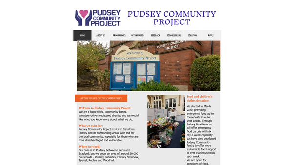 Screenshot of the Pudsey Community Project website