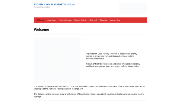 Screenshot of the The Redditch Local History Museum website