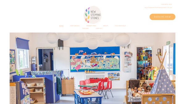 Screenshot of the New Stepping Stones Playgroup website