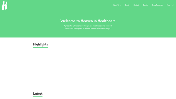 Screenshot of the Heaven In Healthcare website