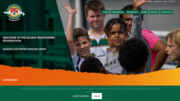 Screenshot of the The Ealing Trailfinders Foundation website