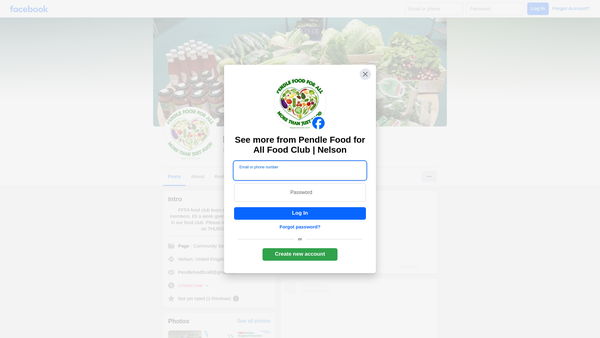 Screenshot of the Pendle Food For All website
