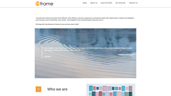 Screenshot of the Reframe Collective website