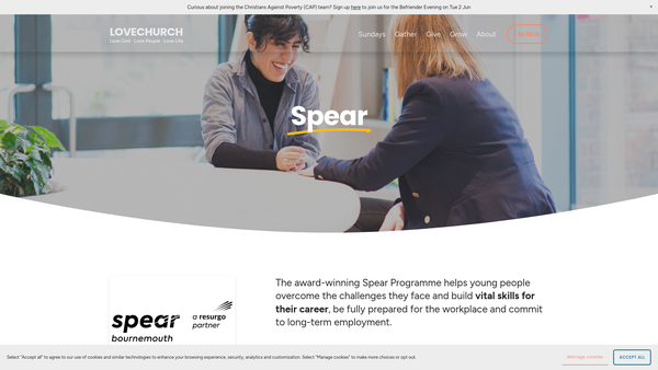 Screenshot of the Bournemouth Spear Trust website
