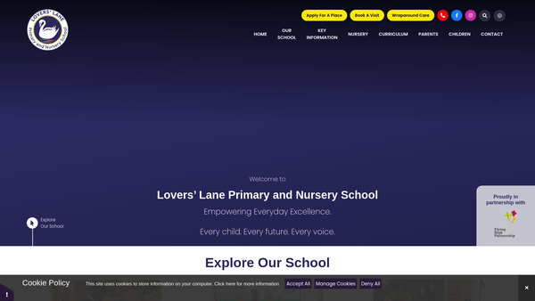 Screenshot of the Lovers' Lane PTA website