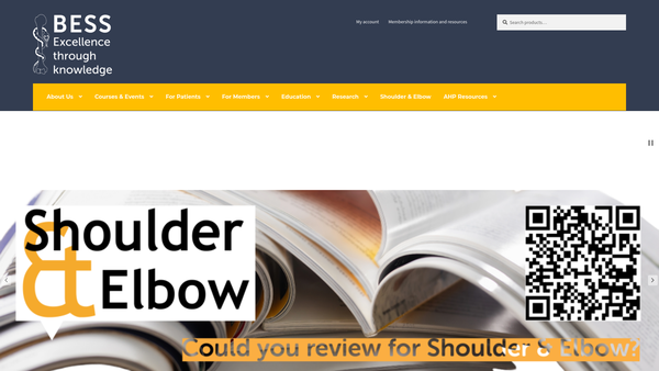 Screenshot of the British Elbow & Shoulder Society website