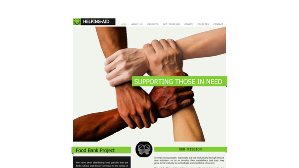 Screenshot of the Helping Aid website