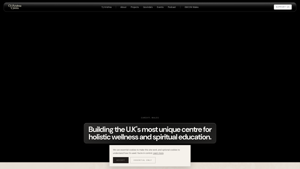 Screenshot of the Krishna Cymru website
