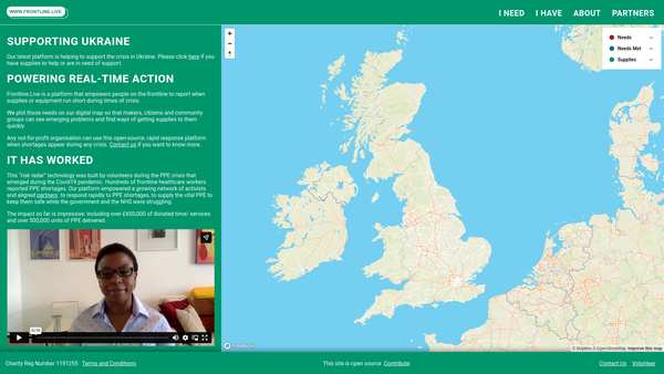 Screenshot of the Frontline Live website