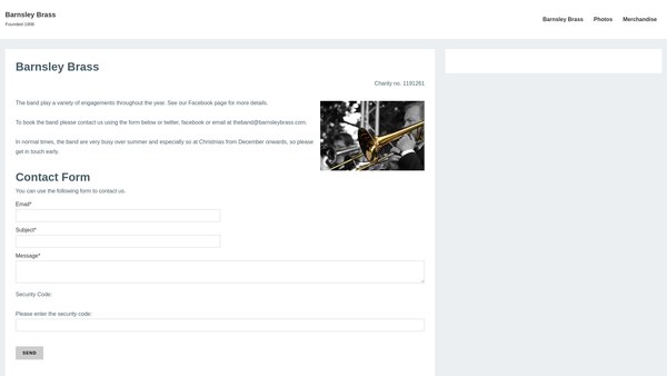 Screenshot of the Barnsley Brass website
