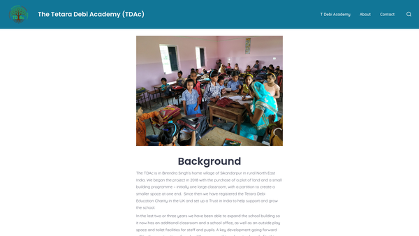 Screenshot of the Tetara Debi Education Charity website