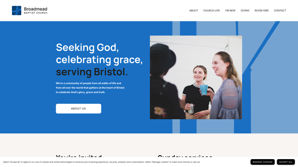 Screenshot of the Broadmead Baptist Church website