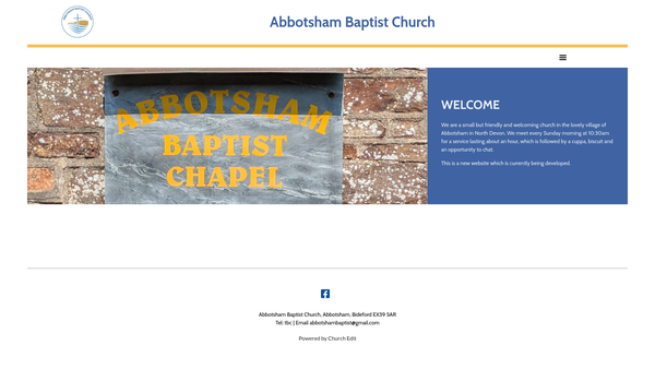 Screenshot of the Abbotsham Baptist Church website