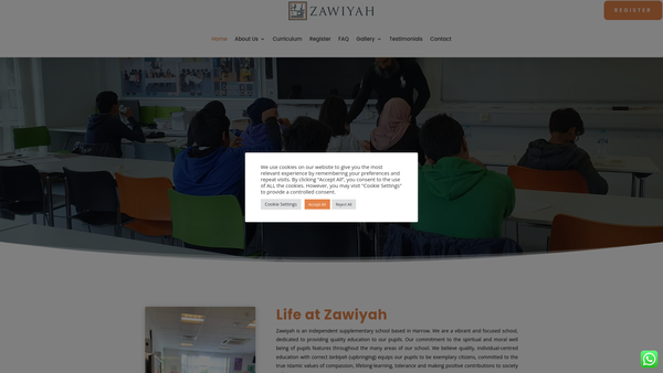 Screenshot of the Zawiyah website