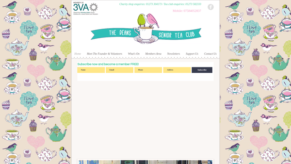 Screenshot of the The Deans Senior Tea Club website