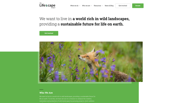 Screenshot of the The Lifescape Project Limited website