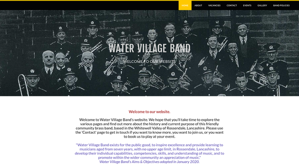 Screenshot of the Water Village Band website