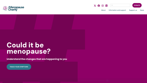 Screenshot of the The Menopause Charity website