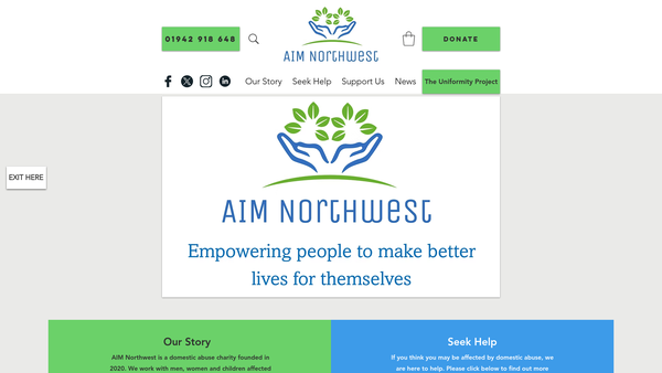 Screenshot of the Aim Northwest website