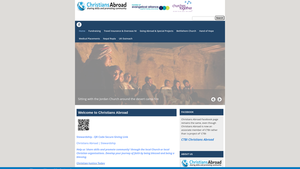 Screenshot of the Christians Abroad website