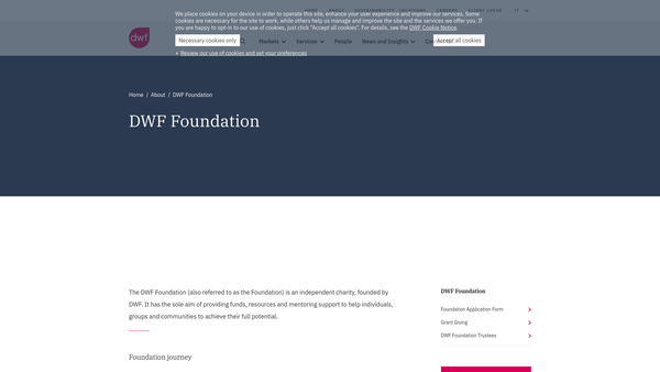 Screenshot of the The Dwf Foundation website