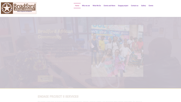 Screenshot of the Bradford African Community website