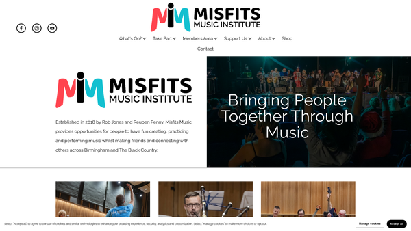 Screenshot of the Misfits Music Foundation website