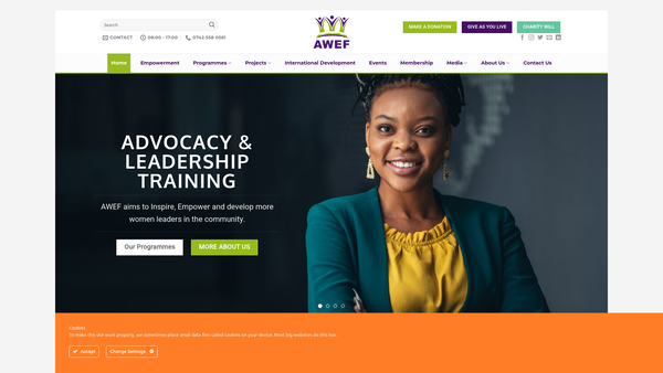 Screenshot of the African Women Empowerment Forum (Awef) website