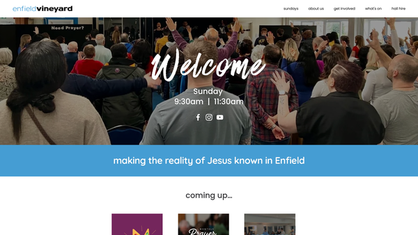 Screenshot of the Enfield Vineyard website