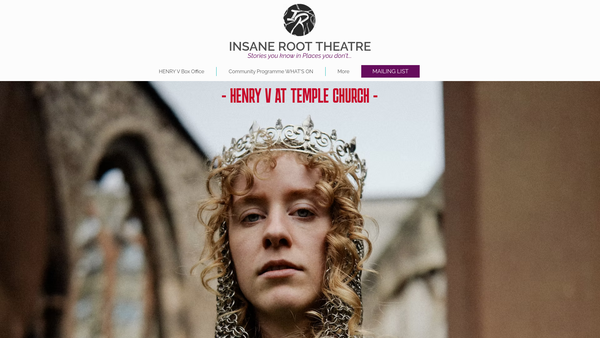 Screenshot of the Insane Root Theatre CIO website