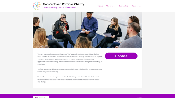 Screenshot of the Tavistock And Portman Charity website