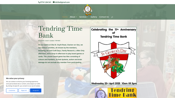 Screenshot of the Tendring Time Bank website
