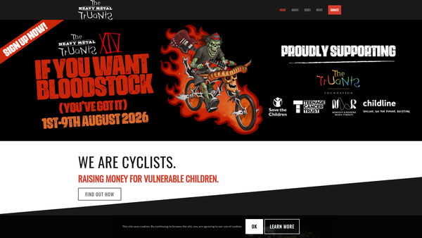 Screenshot of the The Truants Foundation website
