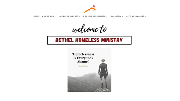 Screenshot of the Bethel Homeless Ministry website