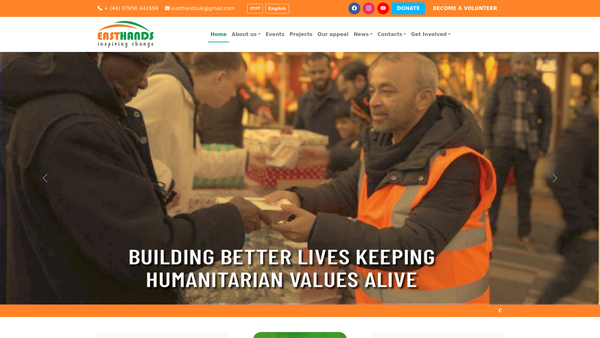 Screenshot of the Easthands website
