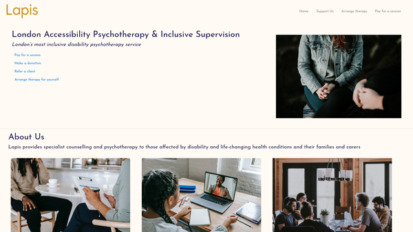 Screenshot of the London Accessible Psychotherapy & Inclusive Supervision website