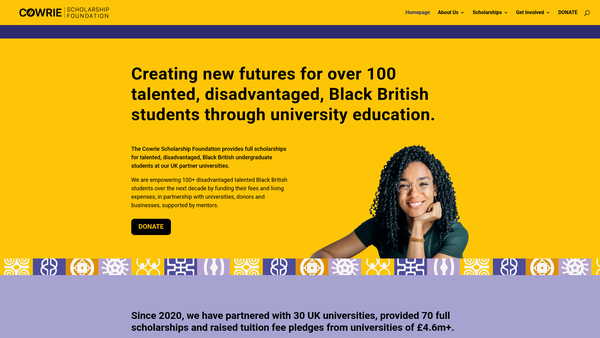 Screenshot of the The Cowrie Scholarship Foundation website