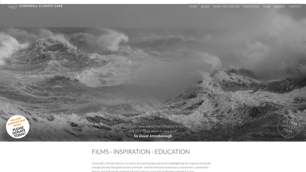 Screenshot of the Cornwall Climate Care website
