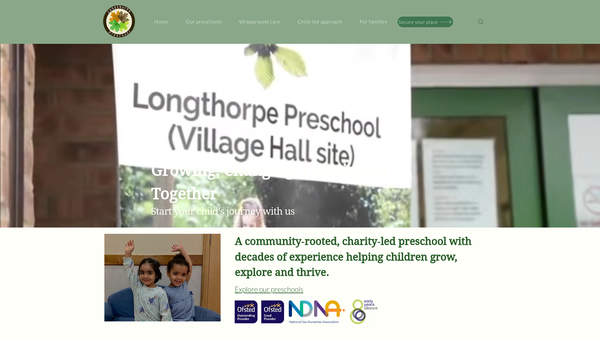 Screenshot of the Longthorpe Playgroup website