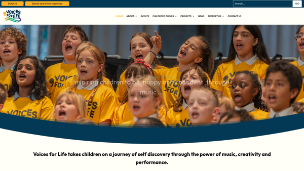 Screenshot of the Voices For Life website