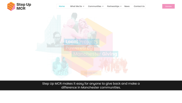 Screenshot of the Step Up Mcr website