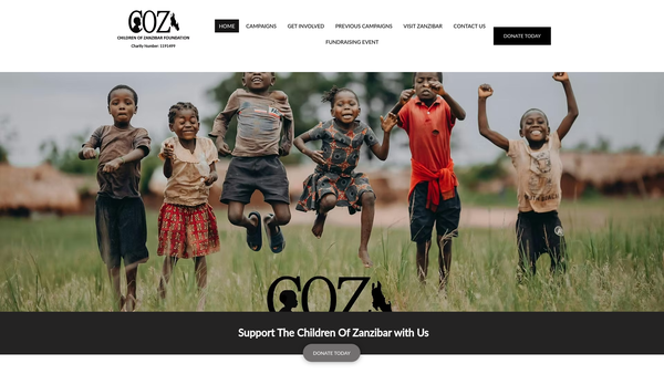 Screenshot of the Children Of Zanzibar Foundation website