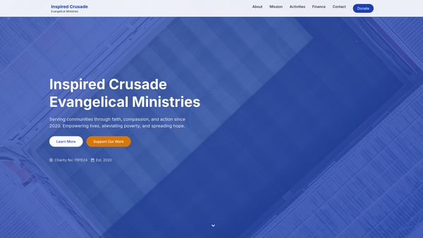 Screenshot of the Inspired Crusade Evangelical Ministries website