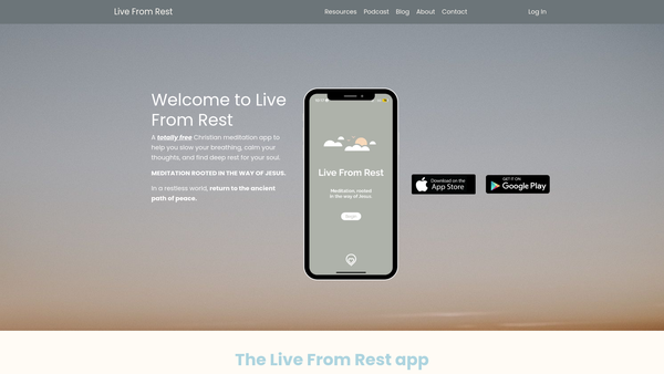 Screenshot of the Live From Rest website